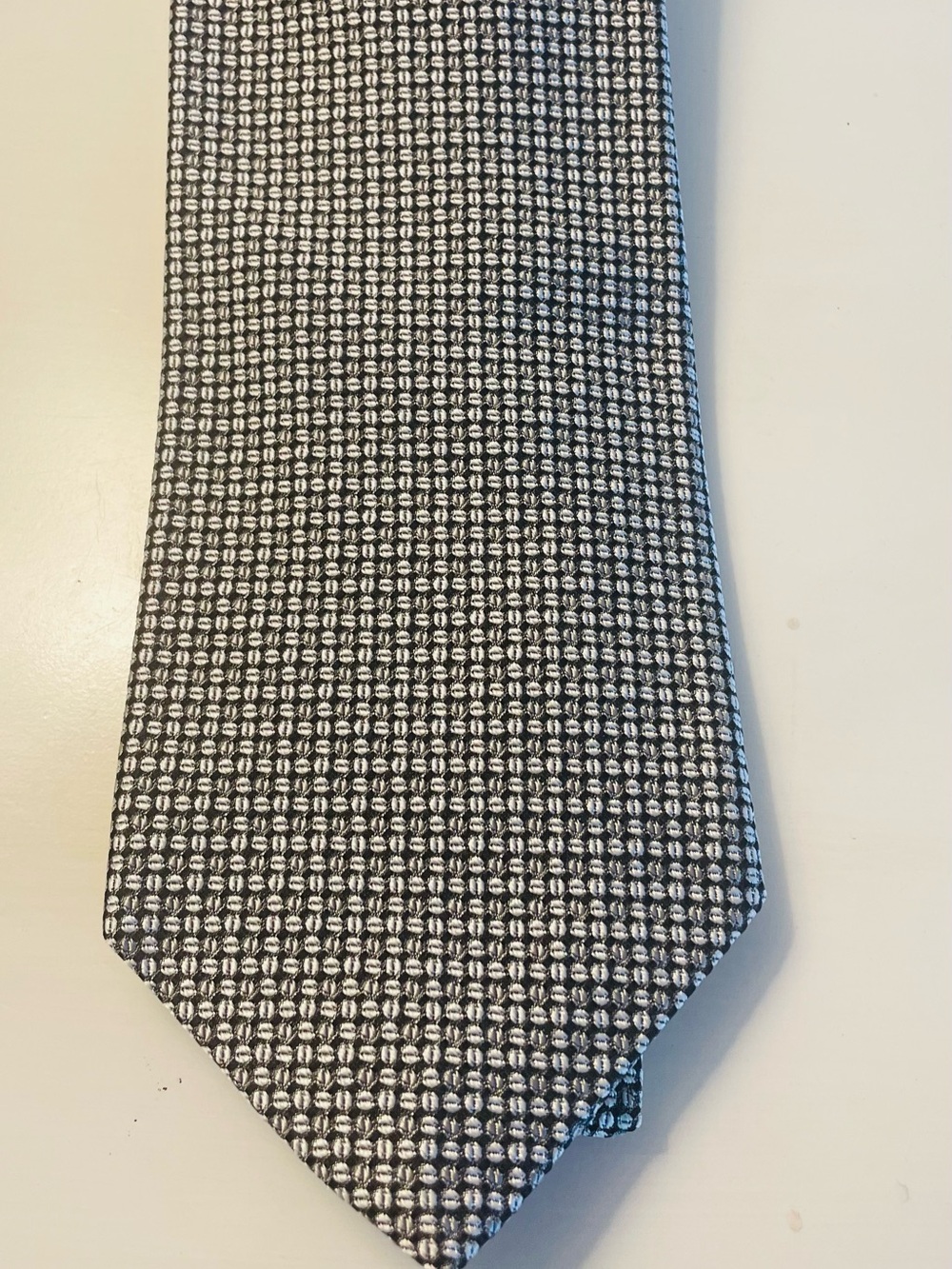 Robert Talbott Extra Long Tie Black and White Geometric Silk 67 in/ 4 in EUC